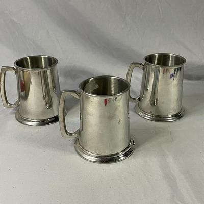 (3) Leonard Eales of Sheffield Pewter Tankards 