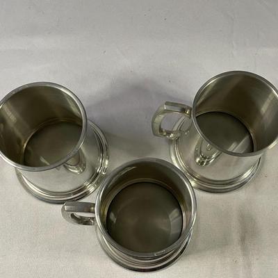 (3) Leonard Eales of Sheffield Pewter Tankards 