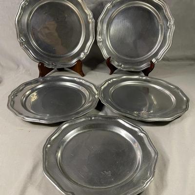(5) Wilton Pewter Plates 