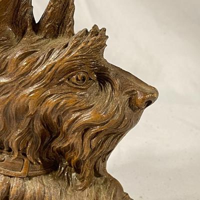 Carved Wood Scottie Business Card Hold