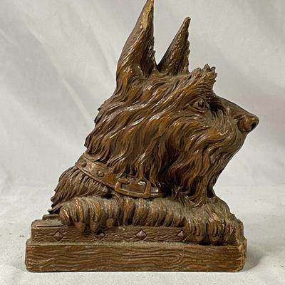 Carved Wood Scottie Business Card Hold