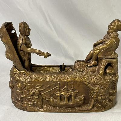 Cast Iron Reproduction Bank Columbus and the Indian