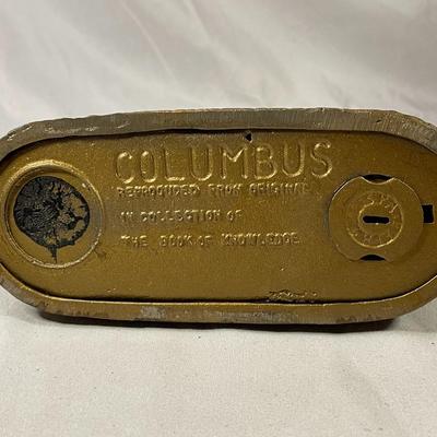 Cast Iron Reproduction Bank Columbus and the Indian