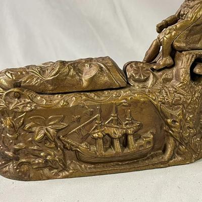 Cast Iron Reproduction Bank Columbus and the Indian