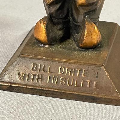 Bill Drite with Insulite Copper Clad Man Advertising Paperweight