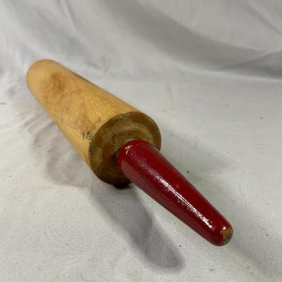 Red Handled Wood Rolling Pin