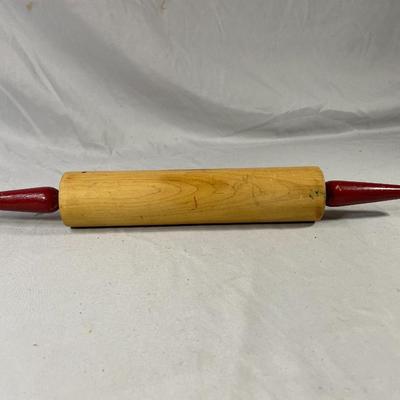 Red Handled Wood Rolling Pin