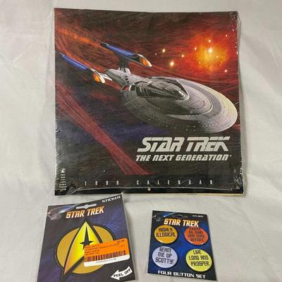 1999 Star Trek The Next Generation Calendar, and Sticker and Pins