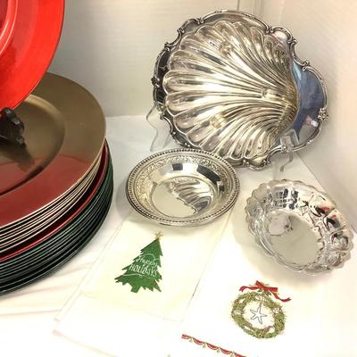 406 Large Lot of Chargers and Silverplate Entertaining Pieces