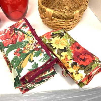 407 Lot of Holiday Decor including Linens, Vases