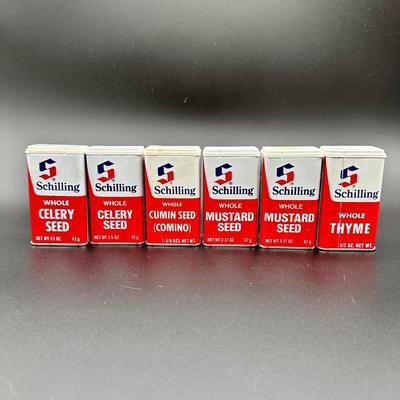70â€™s Schilling Spice Tins (6)