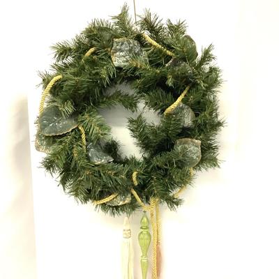 422 Artificial Pine and Gold Tassel 22" Wreath