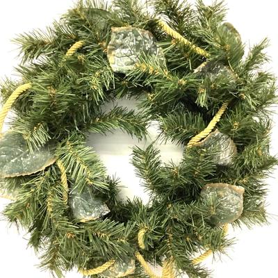 422 Artificial Pine and Gold Tassel 22" Wreath