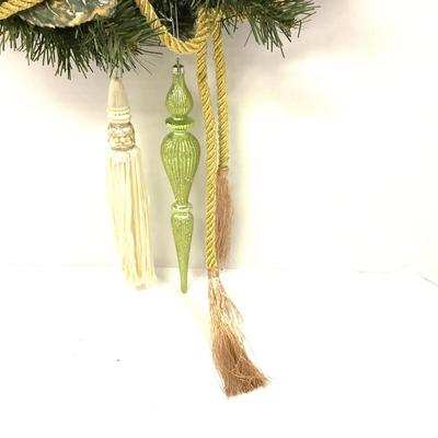 422 Artificial Pine and Gold Tassel 22" Wreath