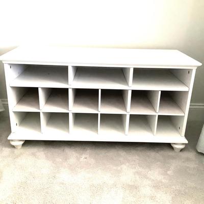429 White Storage Shoe Bench with Cushion
