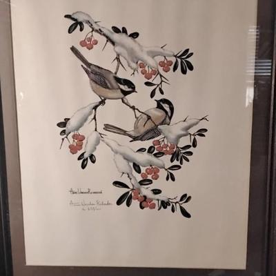 Anne Worsham Richardson "Black Capped Chickadee" Print Signed by the Artist, 1970 655/1500