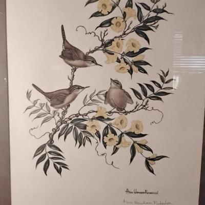 Anne Worsham Richardson - Carolina Wren with Yellow Jessamine Signed and Numbered