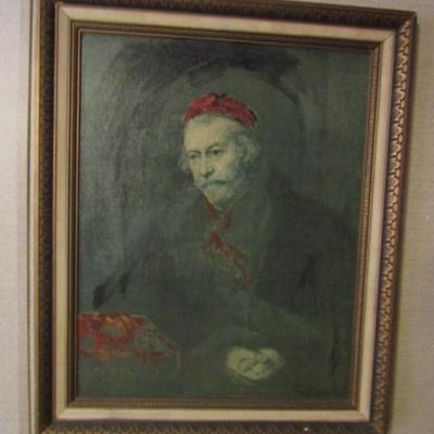 Framed Print of 'Old Man Dressed as Saint Paul' by Rembrandt Van Rijn- Approx 32 1/4