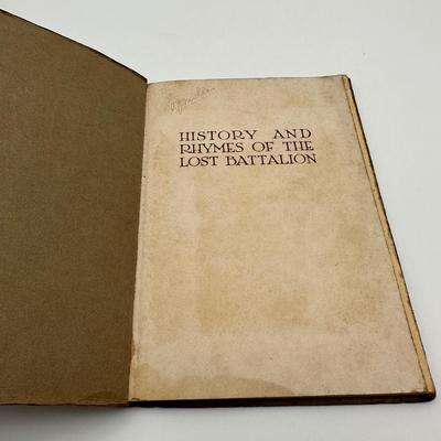 1923 History & Rhymes Of The Lost Battalion Book
