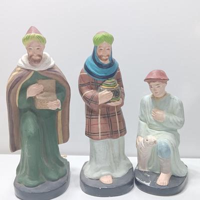 Antique chalkware or clay Nativity set This is a very old set!