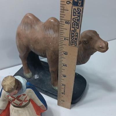 Antique chalkware or clay Nativity set This is a very old set!