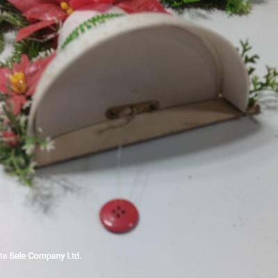 Vintage Merry Christmas bell with two faux greenery pieces