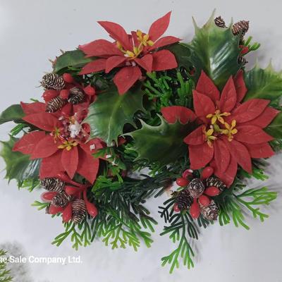 Vintage Merry Christmas bell with two faux greenery pieces