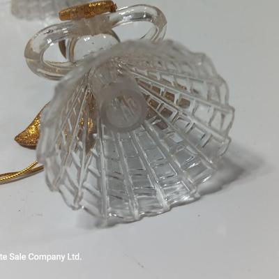 Clear plastic Angel light covers with Angel candle holder and Vintage glass tree bottle