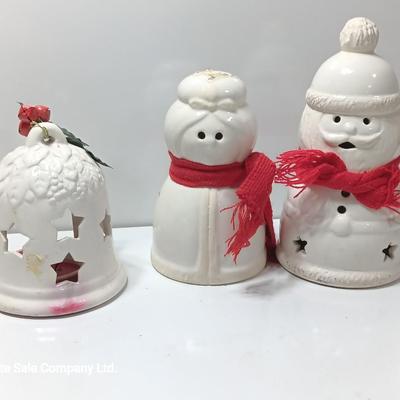 Three Candle holders - Bell - Santa and his Mrs.