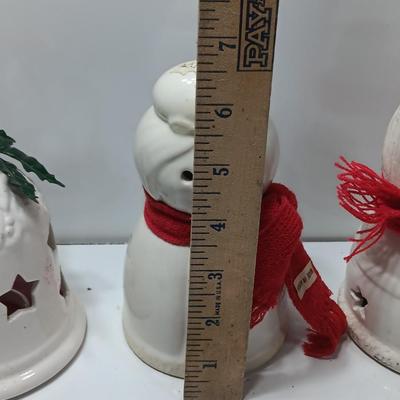 Three Candle holders - Bell - Santa and his Mrs.
