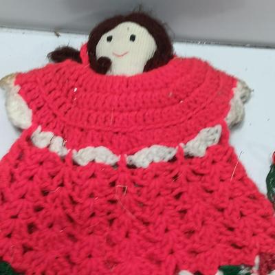 Handmade Angel collection with NOEL Angel wreath folk art - vintage = Homemade