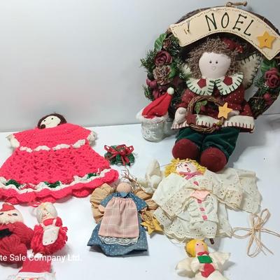 Handmade Angel collection with NOEL Angel wreath folk art - vintage = Homemade