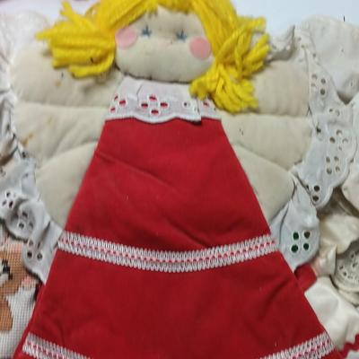 Handmade Angel collection with NOEL Angel wreath folk art - vintage = Homemade