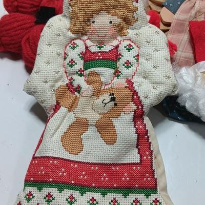 Handmade Angel collection with NOEL Angel wreath folk art - vintage = Homemade