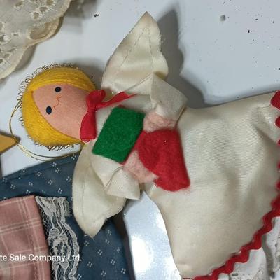 Handmade Angel collection with NOEL Angel wreath folk art - vintage = Homemade