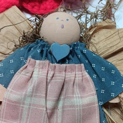 Handmade Angel collection with NOEL Angel wreath folk art - vintage = Homemade