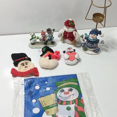 Snowman collection - yard flag - candle holder - ornaments