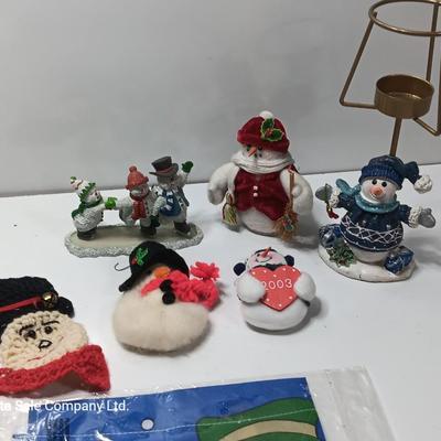 Snowman collection - yard flag - candle holder - ornaments