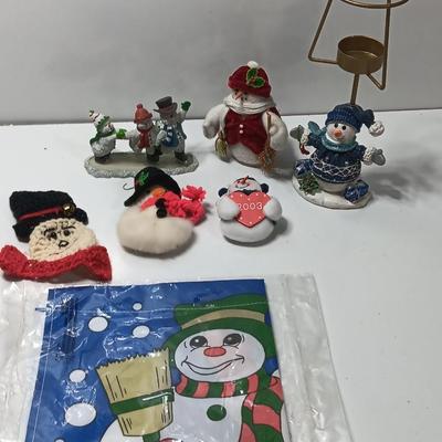 Snowman collection - yard flag - candle holder - ornaments