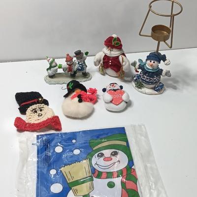 Snowman collection - yard flag - candle holder - ornaments