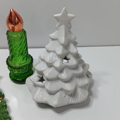 Vintage Avon candle bottles - tree shaped dish - tree candle holder