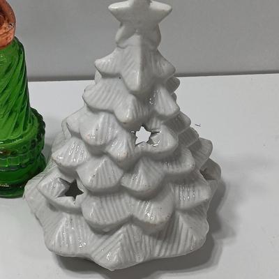 Vintage Avon candle bottles - tree shaped dish - tree candle holder
