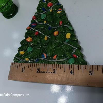 Vintage Avon candle bottles - tree shaped dish - tree candle holder