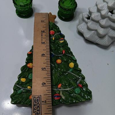 Vintage Avon candle bottles - tree shaped dish - tree candle holder