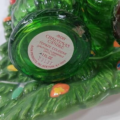 Vintage Avon candle bottles - tree shaped dish - tree candle holder