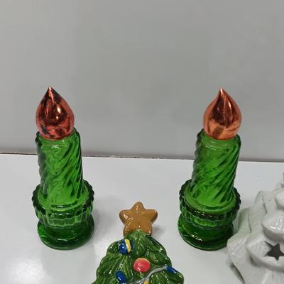 Vintage Avon candle bottles - tree shaped dish - tree candle holder