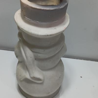 Vintage Snowman candle holders and a snowman and snow woman