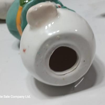 Vintage Snowman candle holders and a snowman and snow woman