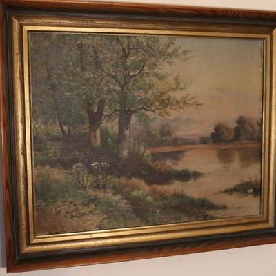 Vintage Framed Landscape Painting