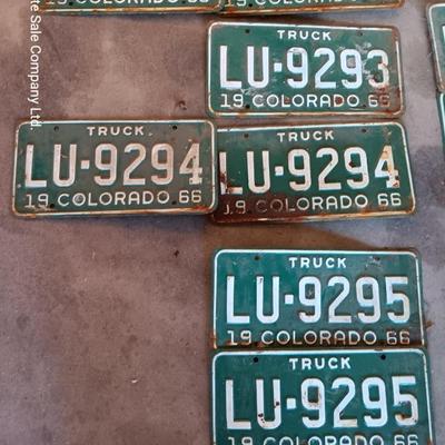 Collection of Vintage Colorado License plates 1966